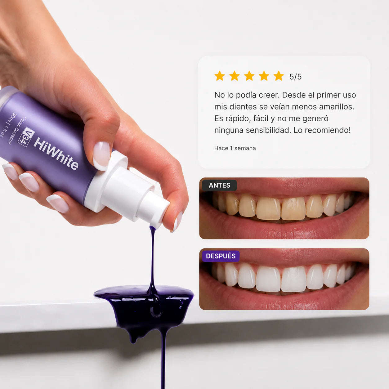 ¿Dientes amarillos? Sonrisa más luminosa.